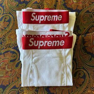 BRAND NEW Authentic SUPREME X HANES White Cotton BOXER BRIEFS (2) Size M | 32-34